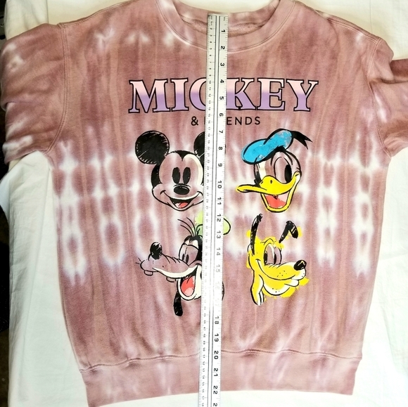 DISNEY Mickey and Friends Tie Dye Women's Peach Blush Crew Neck Sweater, Small - Picture 6 of 9